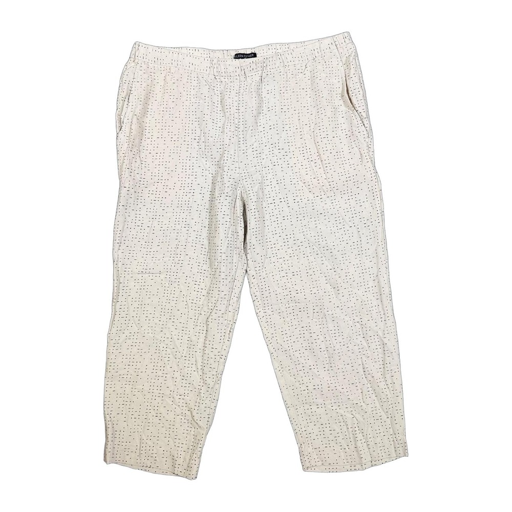 Eileen Fisher Cream‎ Black Dotted Tencel Viscose Cropped Pants Small Womens